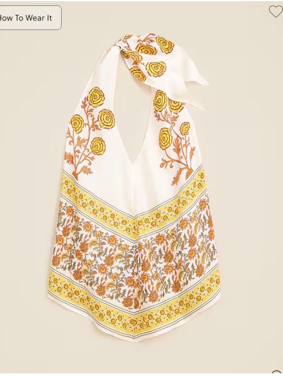 J.Crew Open-Back Halter Top In Sunset Rose Block Print